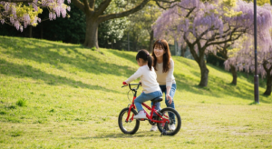もものはじめての自転車練習｜補助輪なしに挑戦